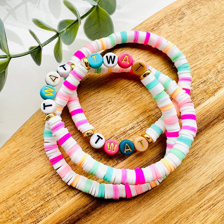 "Twat" Summer Heishi Colour Pop Bracelet