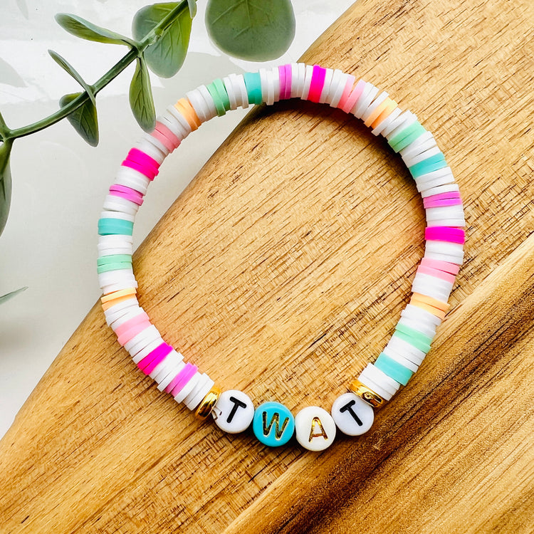 "Twat" Summer Heishi Colour Pop Bracelet