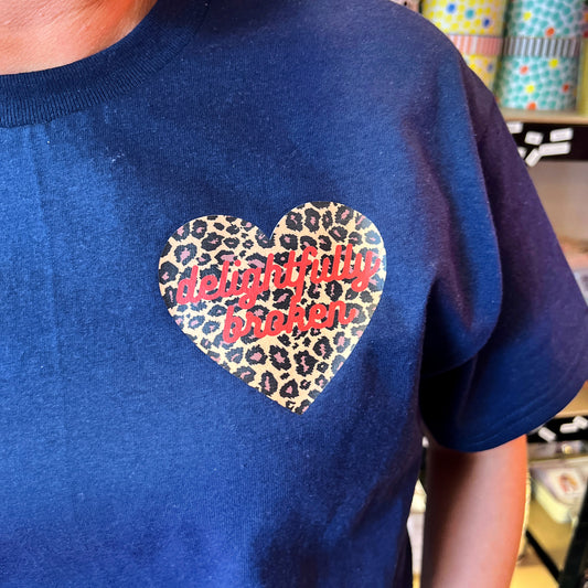 Unisex Adults "Delightfully Broken" Leopard Print T-Shirt
