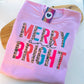 Merry & Bright Pink Leopard Print Christmas Unisex Adult Sweatshirt