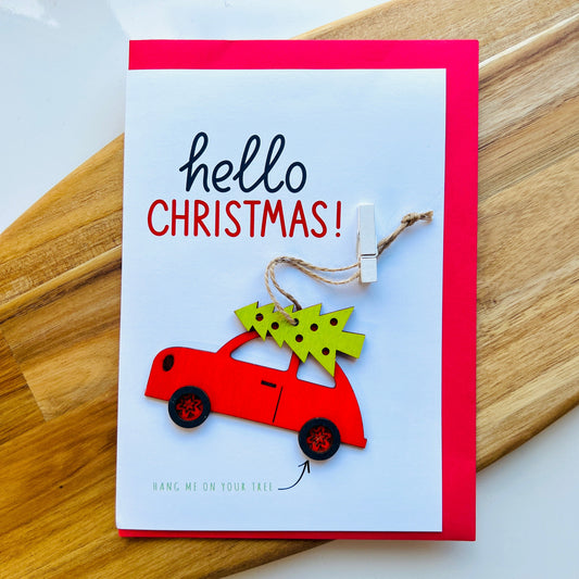 Jodie Gaul & Co Christmas A5 Card with Removable Car Decoration - Red
