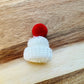 Christmas Knitted Bobble Hat Badge - White/Red Pom Pom