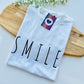 White & Black “Smile” Unisex Adults Embroidered  T-Shirt