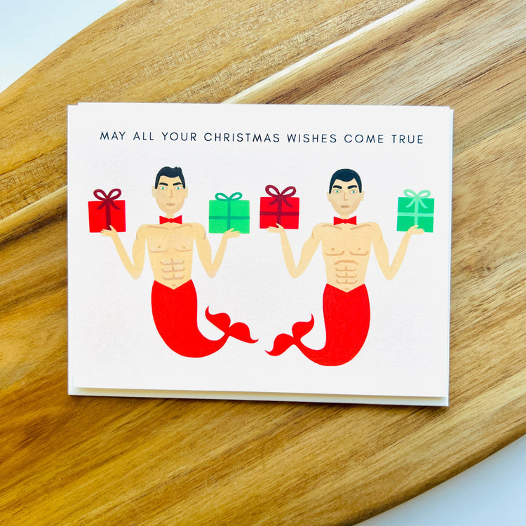 Mermen Christmas Wishes Greeting Card