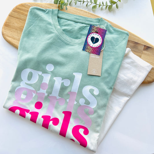 Dip Dye Jade Green “Girls Girls Girls” Unisex Adults T-Shirt