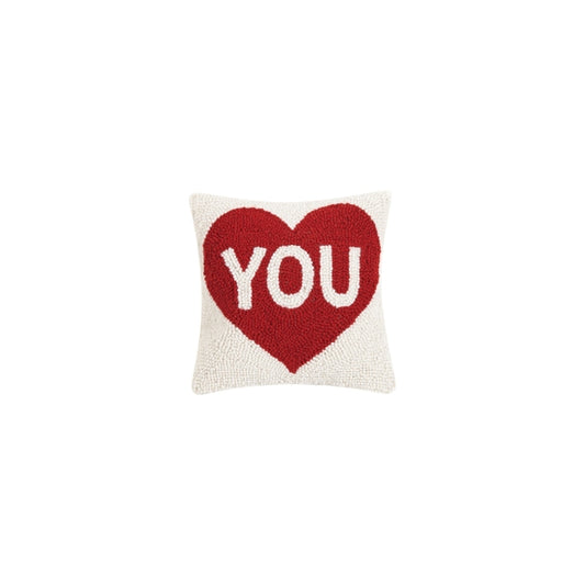 Red & White Heart You Hook Cushion