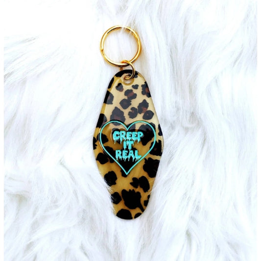 Aqua Creep It Real Leopard Animal Print Motel Keychain