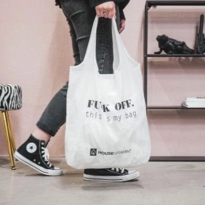 HV Foldable Bag - Fuck off  - White