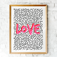 Polka Dot Neon Love Wall Print