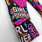 Black Patchwork Girl Power Logo Leggings by Blackbird Kids Clothing