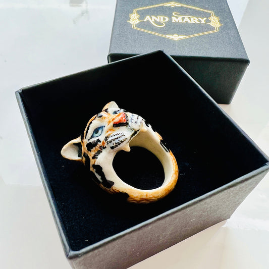 And Mary Roaring Tiger Porcelain Ring