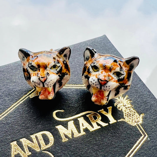 And Mary Roaring Tiger Stud Earrings