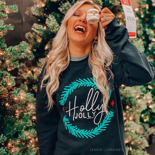 Lemon Lorraine's Holly Jolly Holiday Sweatshirt - Black