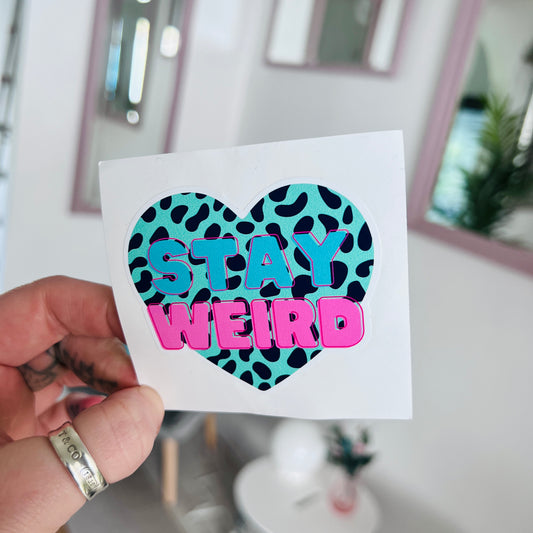 Stay Weird Leopard Heart Vinyl Sticker