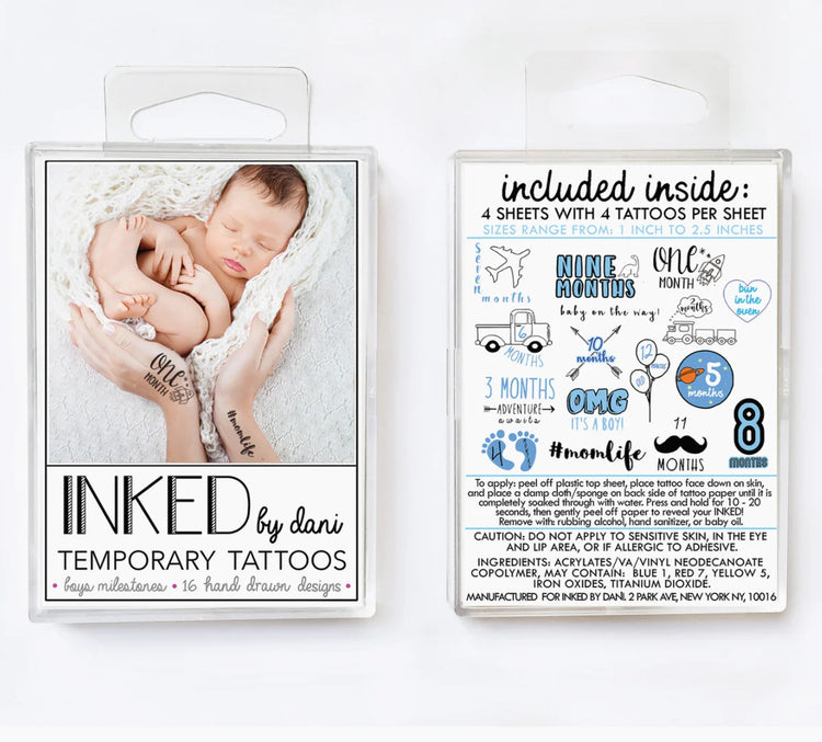 INKED by Dani | Boys Milestone Pack | Temporary Tattoo Pack