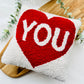 Red & White Heart You Hook Cushion