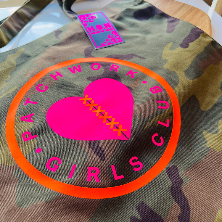 Patchwork Girls Club x House of Neon Neon Camo Canvas Shoulder Bag - Orange + Pink
