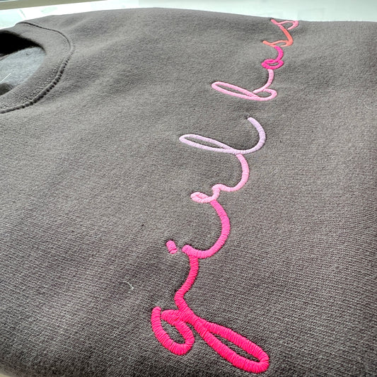 Unisex Adults "Girl Boss" Storm Grey Chest Embroidery Sweatshirt