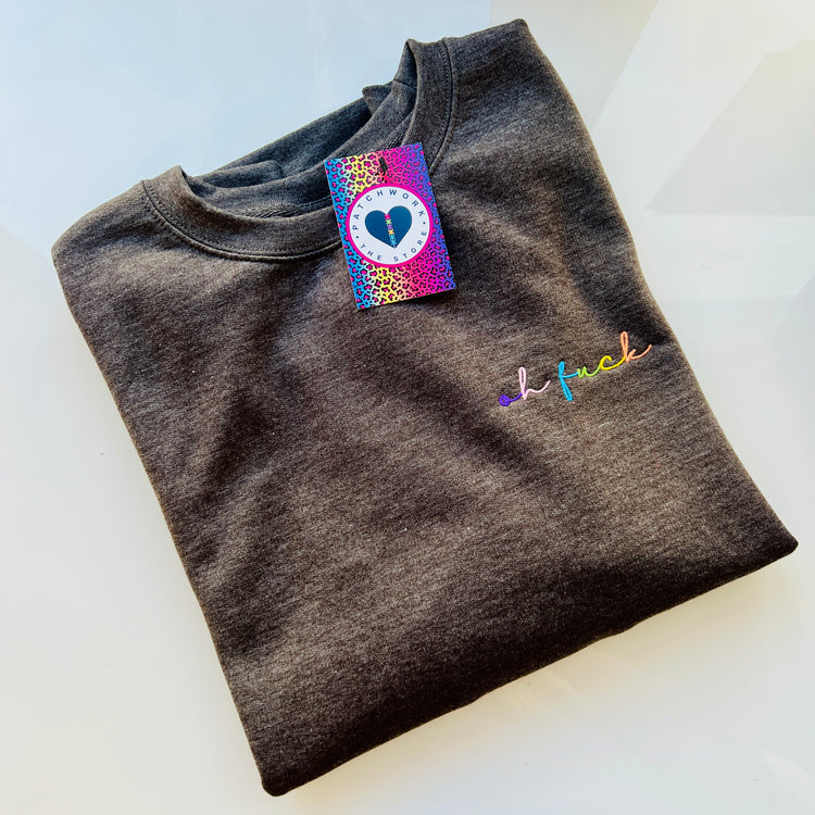 Charcoal 'Oh Fuck' Pocket Embroidered Sweatshirt