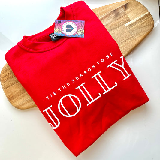 Red & White Tis The Season To Be Jolly Unisex Adult Sweatshirt