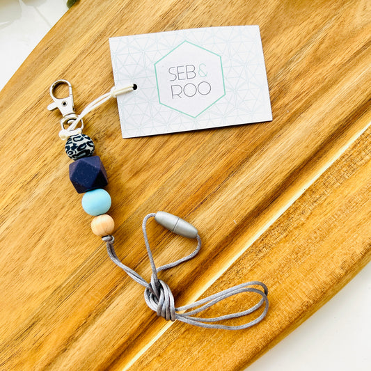 Seb & Roo Beaded Lanyard Badge Holder - Blue