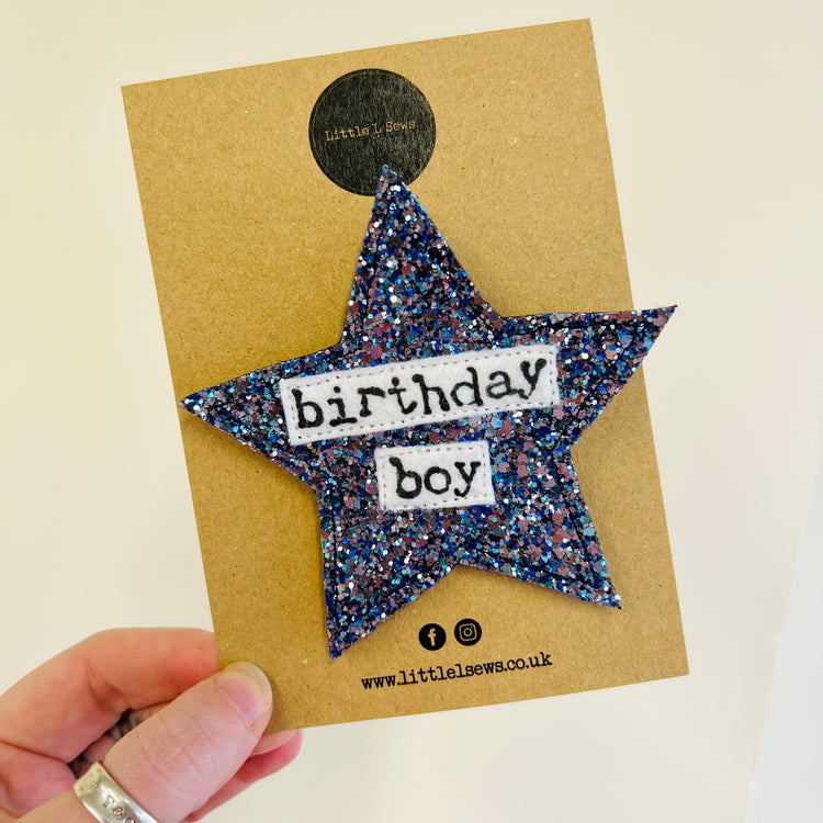 Glitter Star Birthday Boy Badge