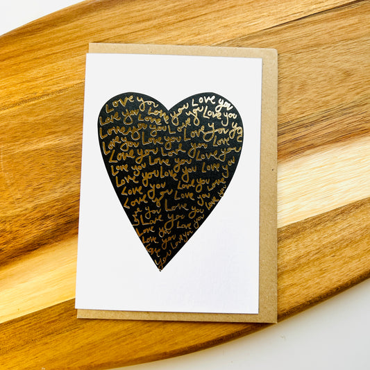 Love Heart Foil Greetings Card