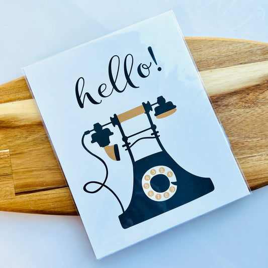 Onderkast Hello! Vintage Telephone Wall Art Print