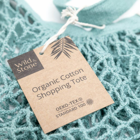 Organic Blue Crochet Cotton Tote Bag - Wild & Stone