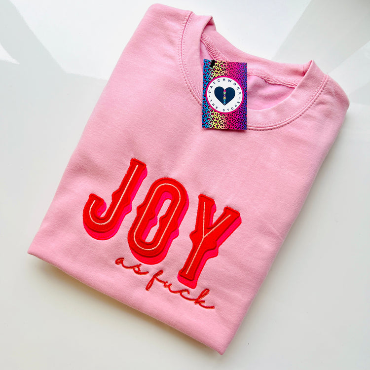 Large Joy AF Embroidered Unisex Adult Sweatshirt - Baby Pink