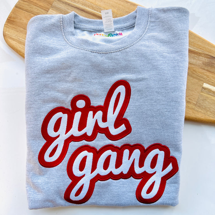 Girl Gang Embroidered Sweatshirt (Grey) from Percy & Nell