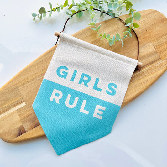 Girls Rule LinenWall Hanging Banner