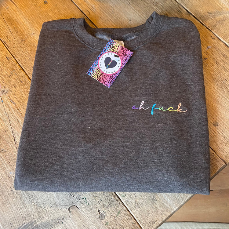 Charcoal 'Oh Fuck' Pocket Embroidered Sweatshirt