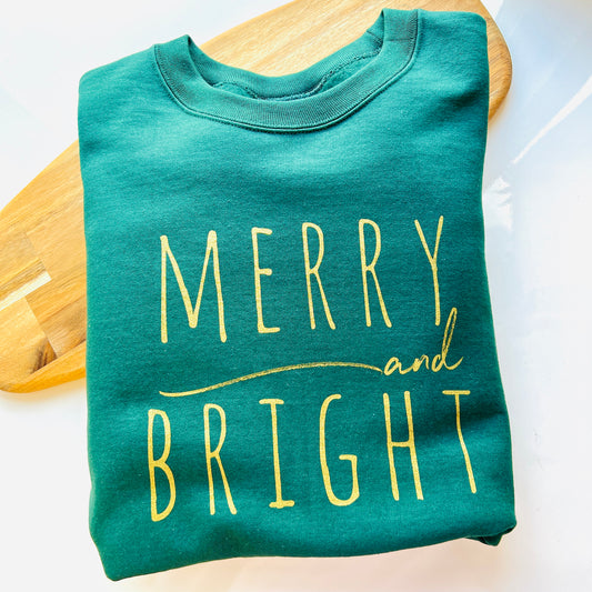 Merry And Bright Forest Green Christmas Sweatshirt