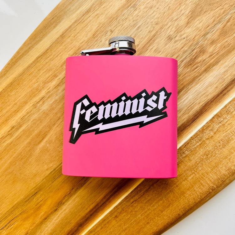 Punky Pins Pink Feminist Hip Flask