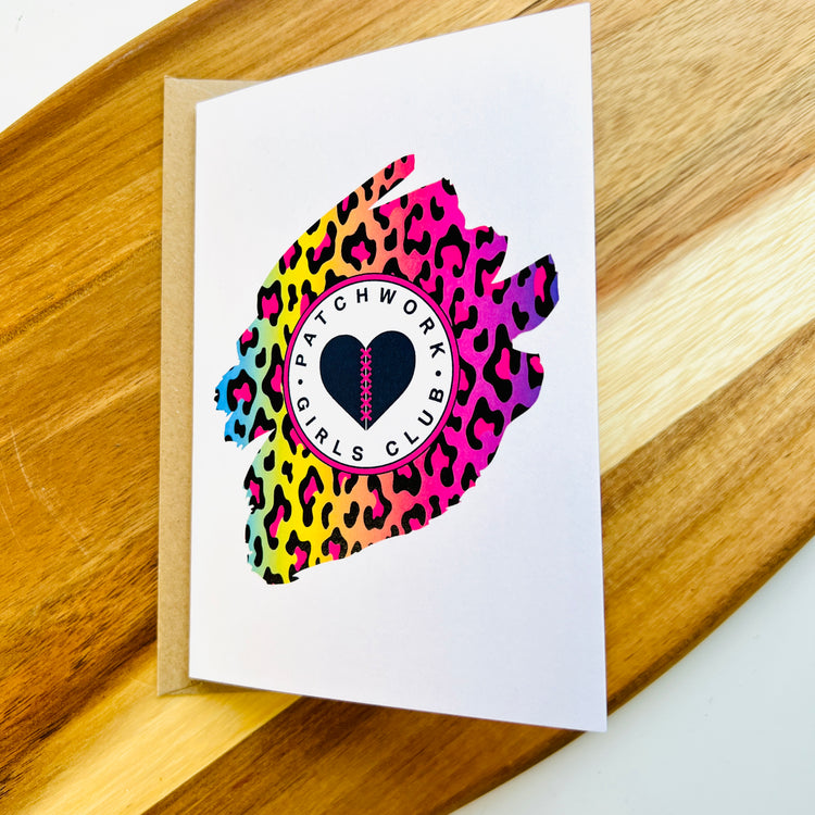 Patchwork Girls Club Leopard Print Greetings Card