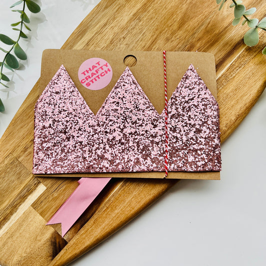 Crafty Stitch Pink Glitter 5-Point Felt Party Crown
