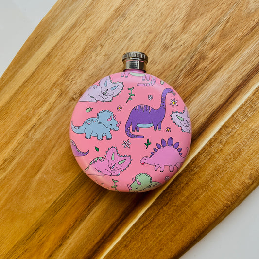 Punky Pins Pastel Pink Dinosaur Hip Flask