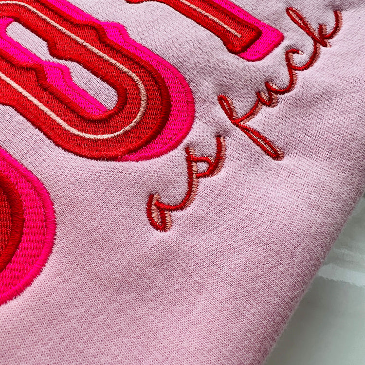 Large Joy AF Embroidered Unisex Adult Sweatshirt - Baby Pink