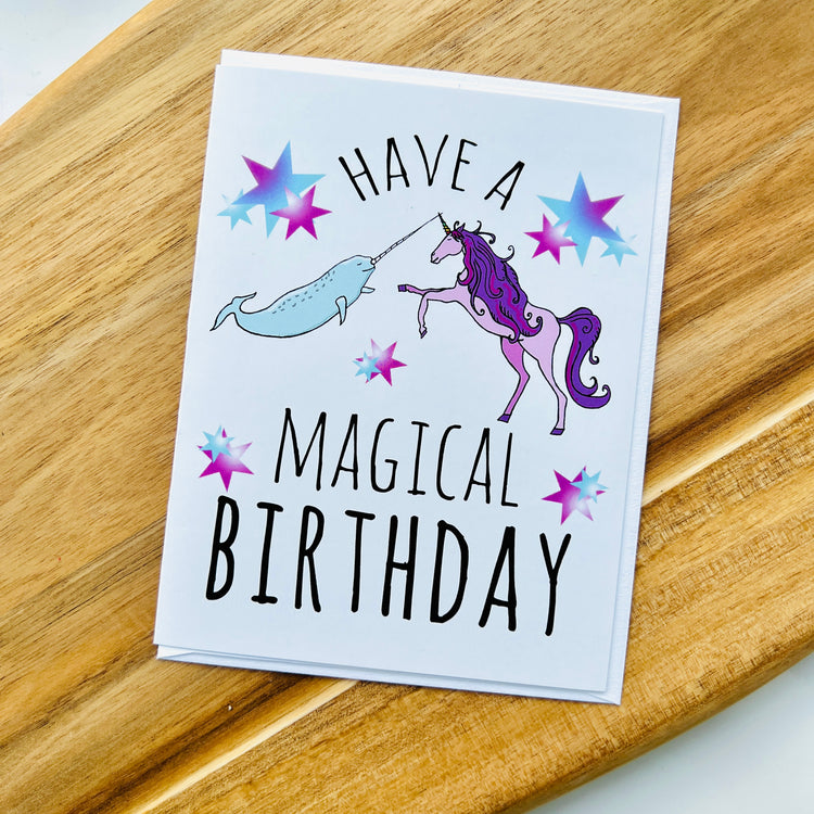 Narwhal + Unicorn Magical Birthday | Greeting Card