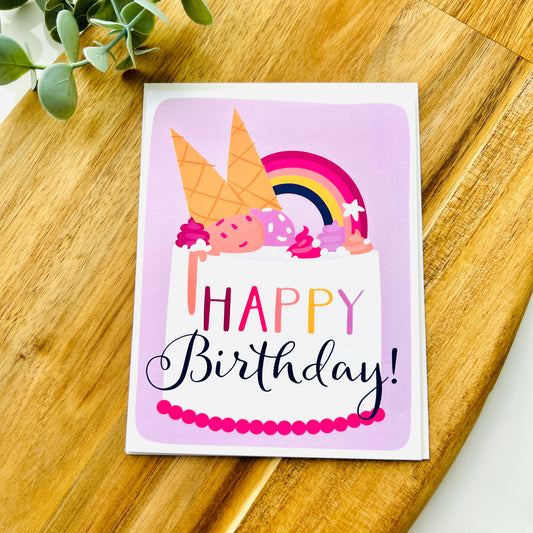 Happy Birthday Ice Cream Cake | Greeting Card