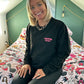 (Words Only) Black Unisex Adults "Delightfully Broken" Embroidered Sweatshirt