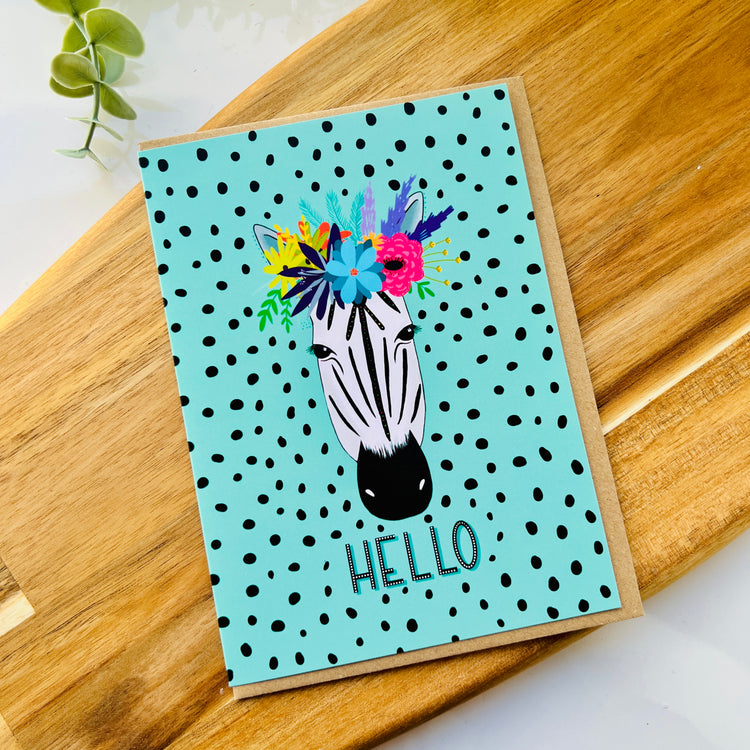 Zebra Hello | Greeting Card